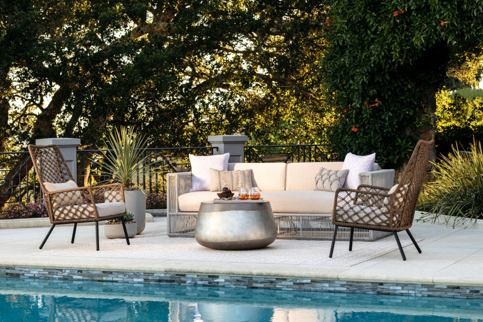 Aries Coffee Table, Concrete, Silver