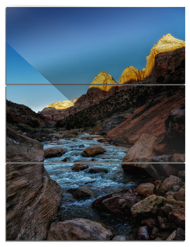 "Rapid Virgin River" Photography Metal Wall Art, 3 Panels, 28"x36"