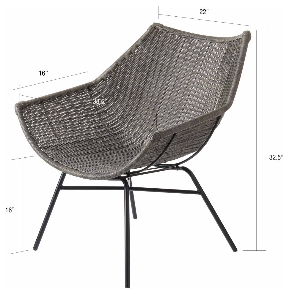 Kamala Gray Stained Rattan Lounge Chair
