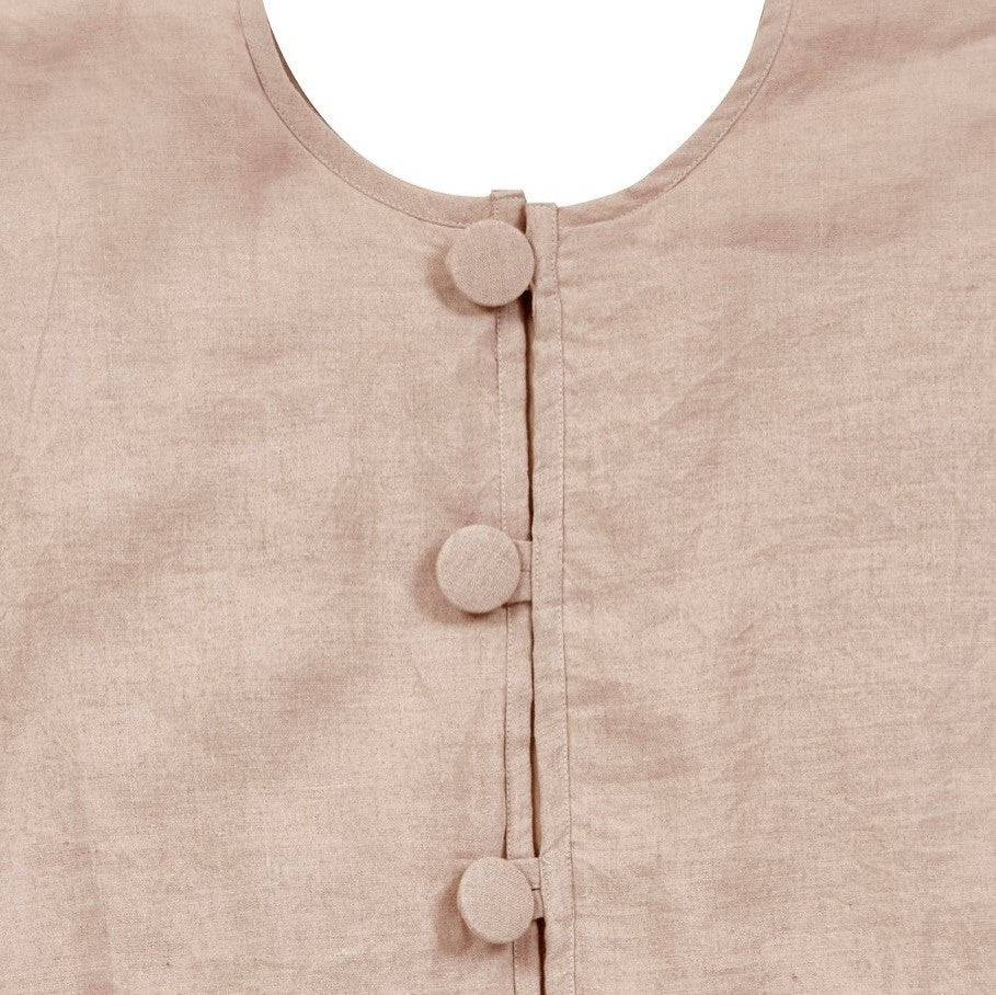 Concentric Nailhead Circles Christmas Tree Skirt in Natural Linen, 60"