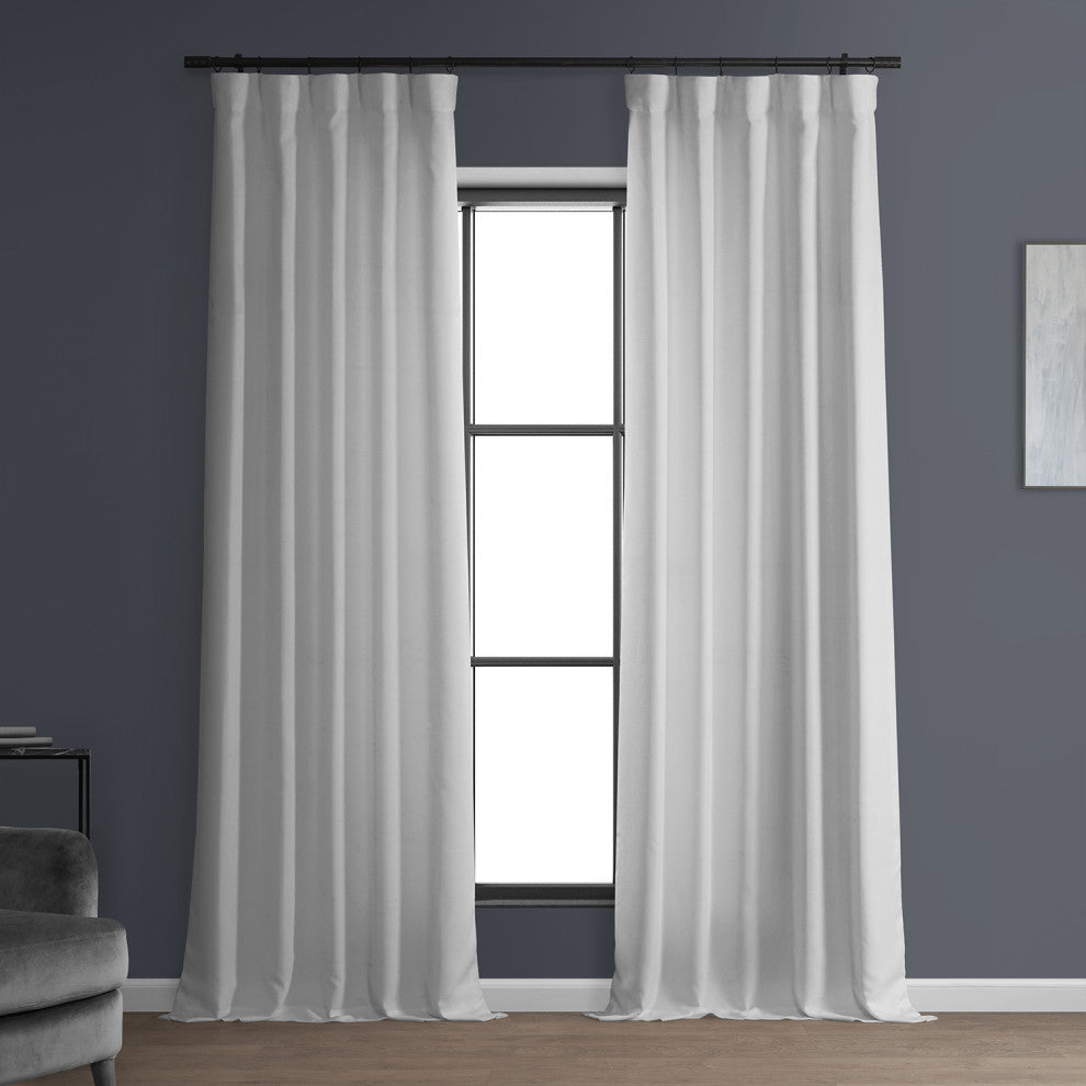 Italian Faux Linen Curtain Single Panel, Dove White, 50"x84"