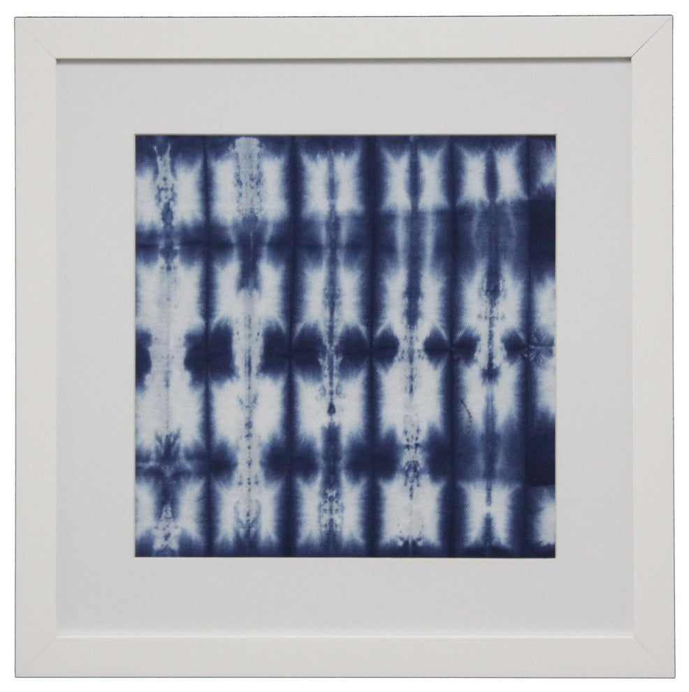 Shibori Indigo 7 Matted, White Frame
