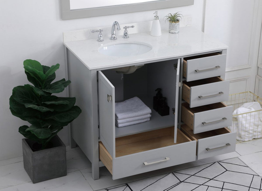 Iris 42" Single Bathroom Vanity, Gray With Backsplash