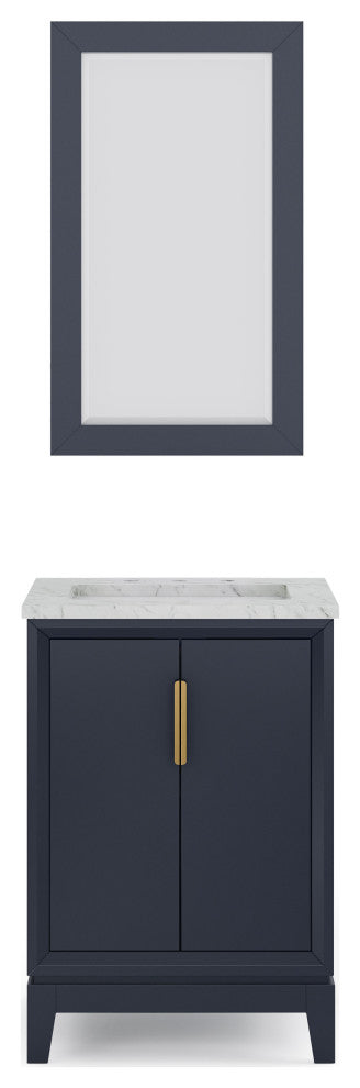 Elizabeth 24" Single Sink Carrara White Marble Vanity, Monarch Blue