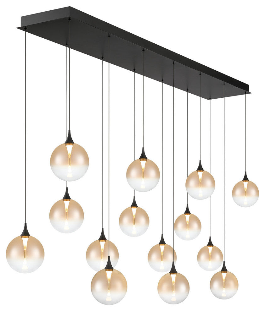 Iissa 14L 72" Black Amber Chandelier