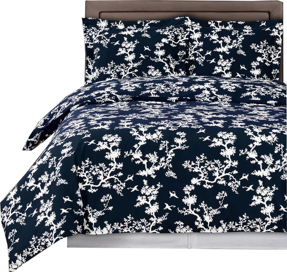 Lucy Printed 100% Cotton Duvet Cover Set, Full/Queen