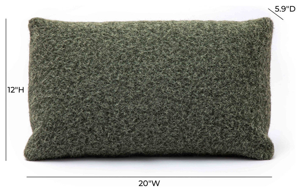 Malolo Pillow, Green Long Mohair, 20x12"