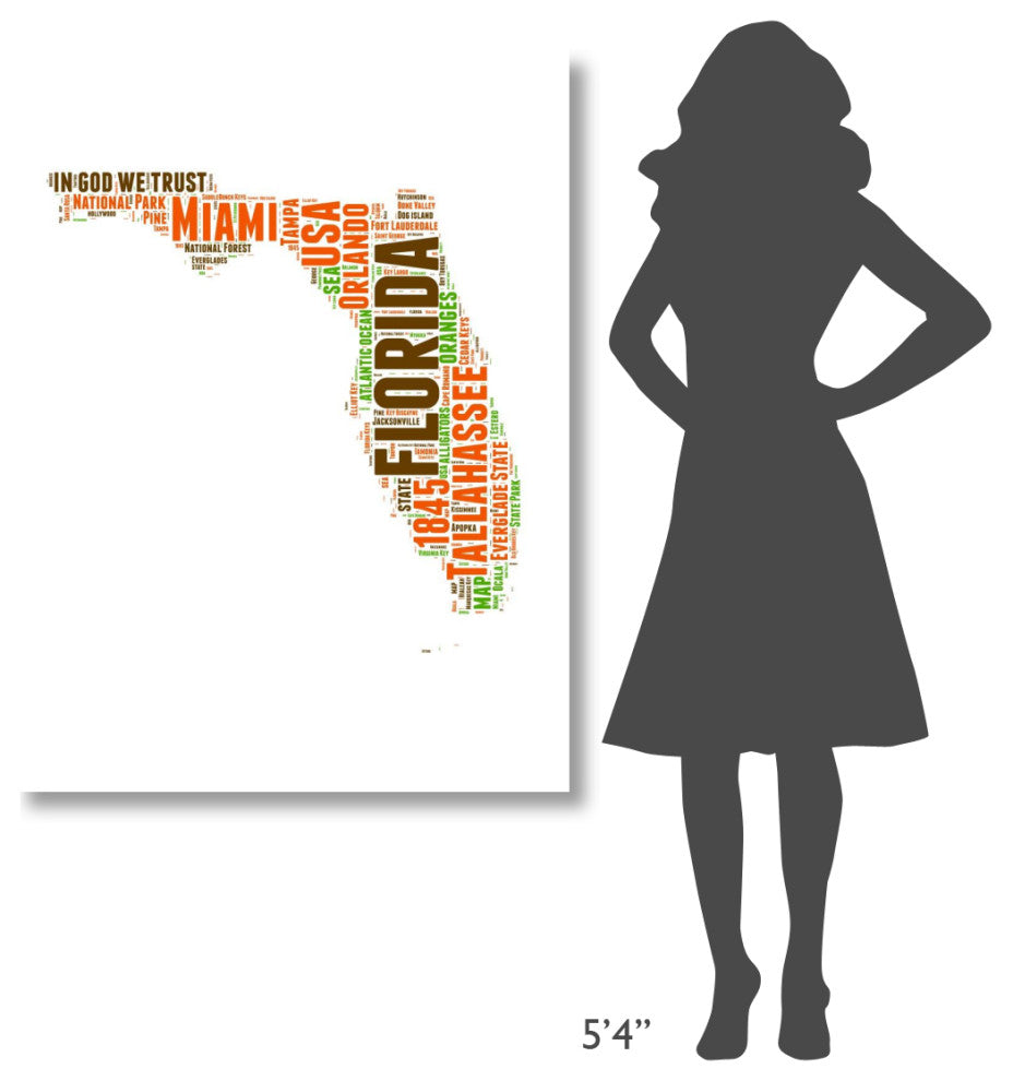 "Florida Word Cloud Map" Fine Art Print