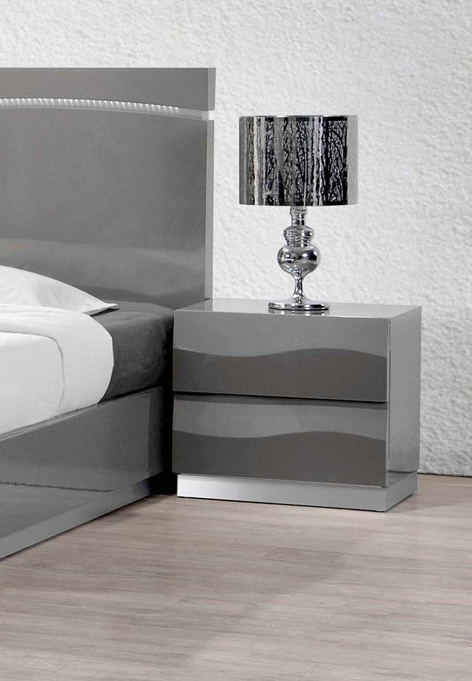 Leon 2-Drawer Gray Bedroom Nightstand
