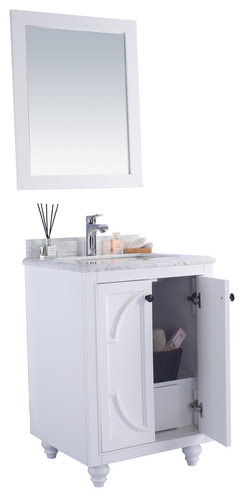 Odyssey, 24" White Cabinet With White Carrara Marble Countertop