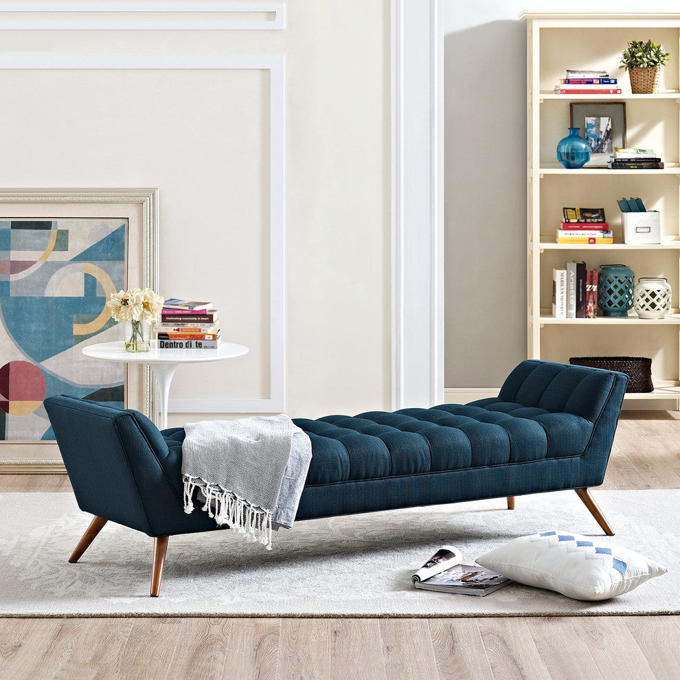 Modern Contemporary Fabric Bench , Navy, Fabric