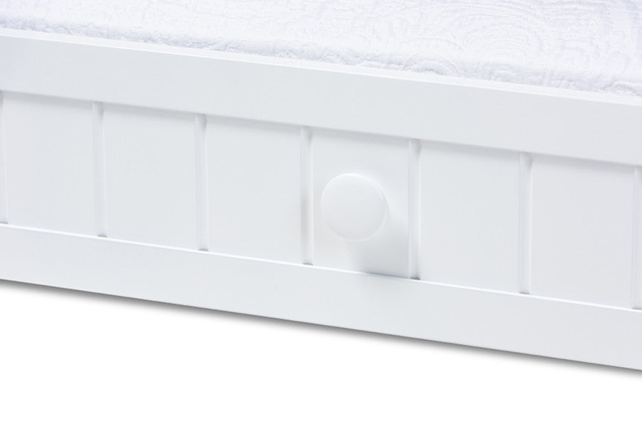 Baxton Studio Neves Cottage Farmhouse Whiteed Wood Twin Size Trundle