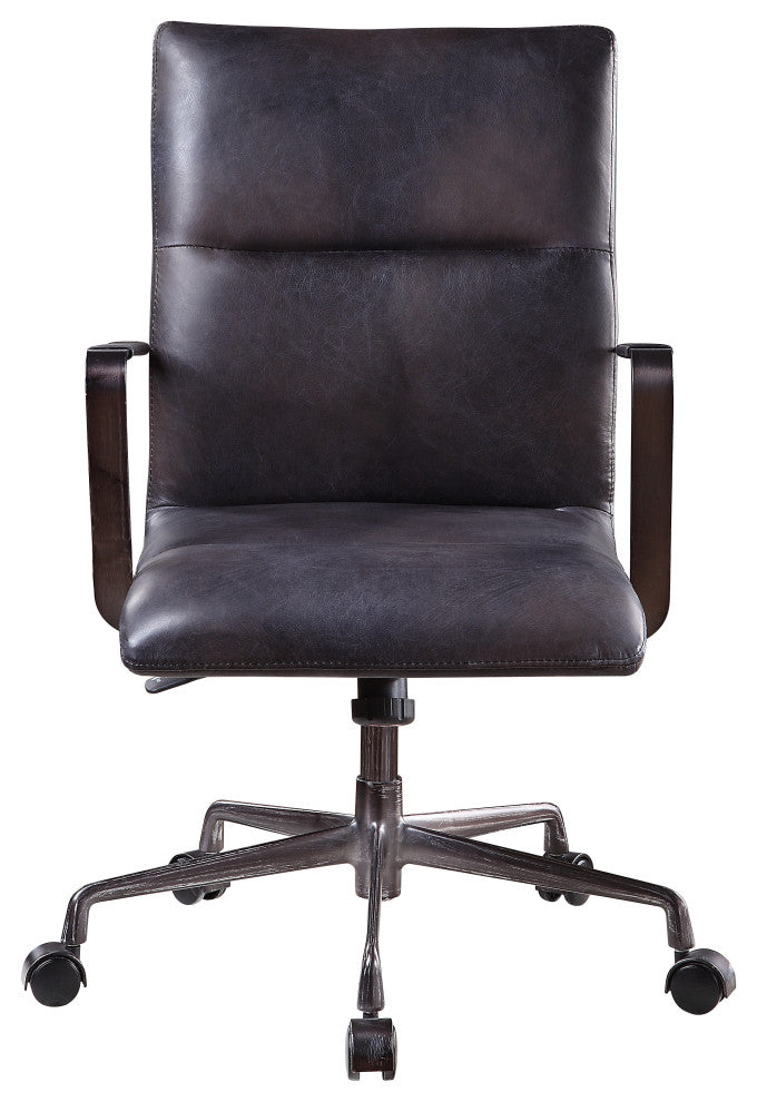 ACME Indra Office Chair, Onyx Black Top Grain Leather