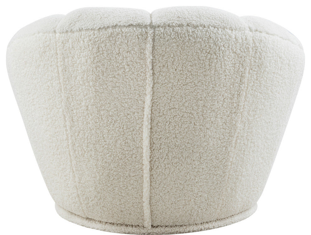 Dream White Faux Sheepskin Fur Swivel Accent Chair