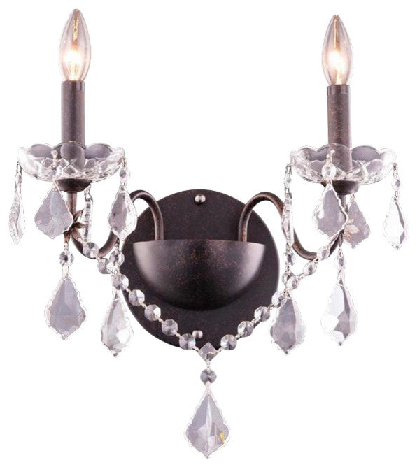 Elegant St. Francis Wall Sconce, Dark Bronze Finish With Royal Cut Crystal