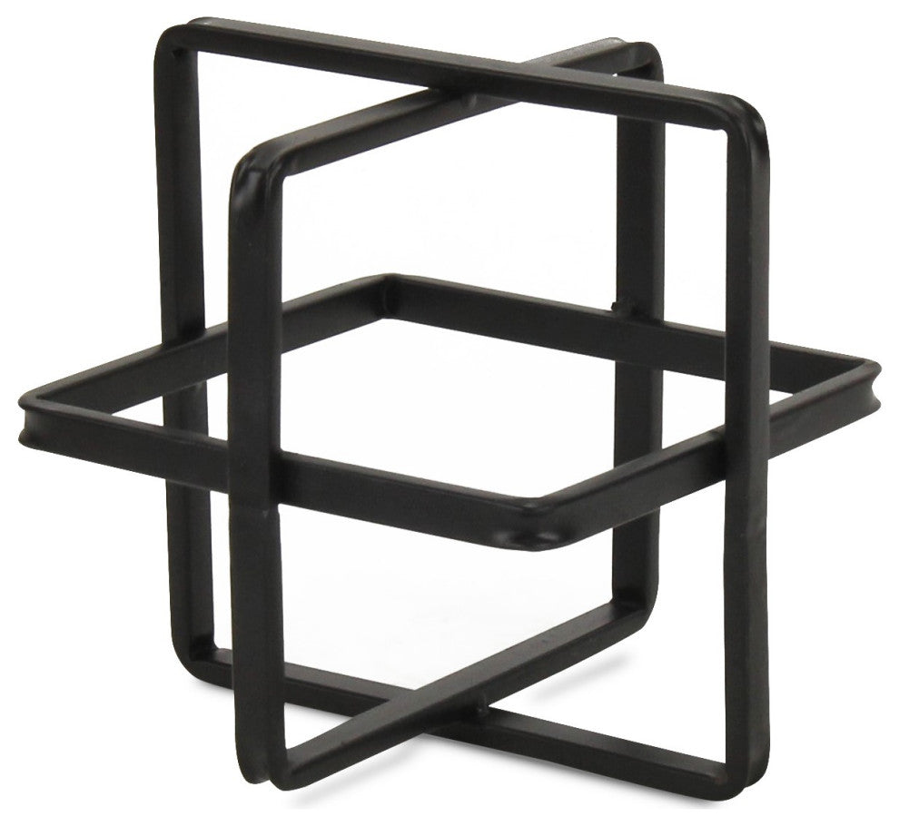 Alle Black Geometric Decor Cube - Large
