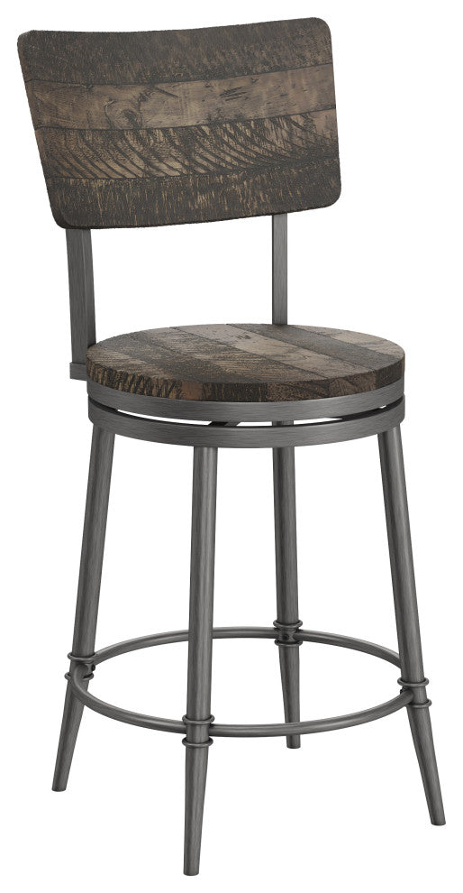 Hillsdale Jennings Wood and Metal Counter Height Swivel Stool with Wood Seat