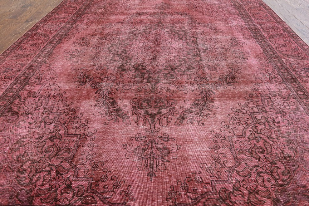 Oriental Floral Overdyed Hand Knotted Area Rug 10'x12', W2070
