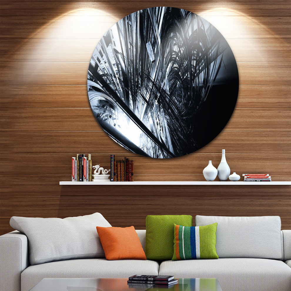 3D Abstract Art Black White, Abstract Digital Art Round Wall Art, 11"
