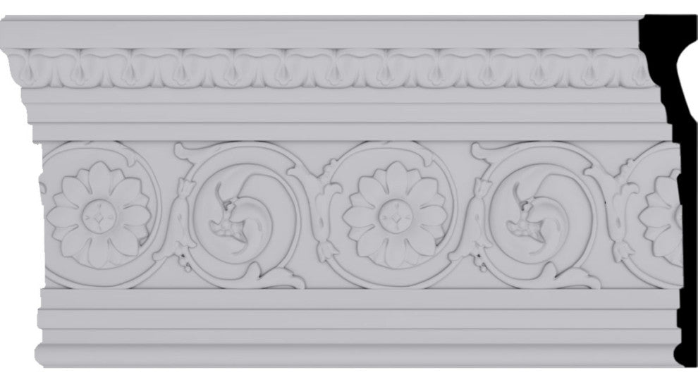 11 1/4"H x 1 7/8"P x 96"L, (19 1/4" Repeat) Bedford with Flowers Moulding