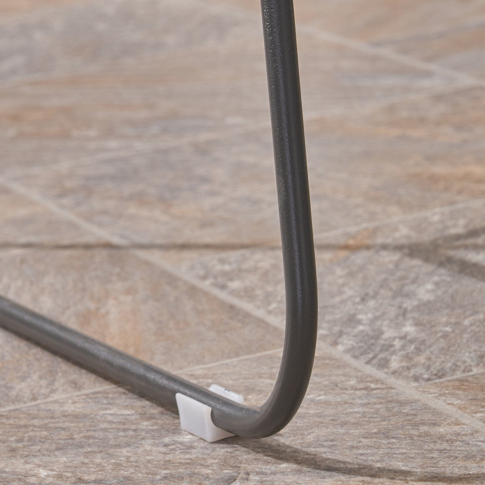 Ella Outdoor Wire Counter Stools with Cushions, Set of 4, Gray Finish, Ivory