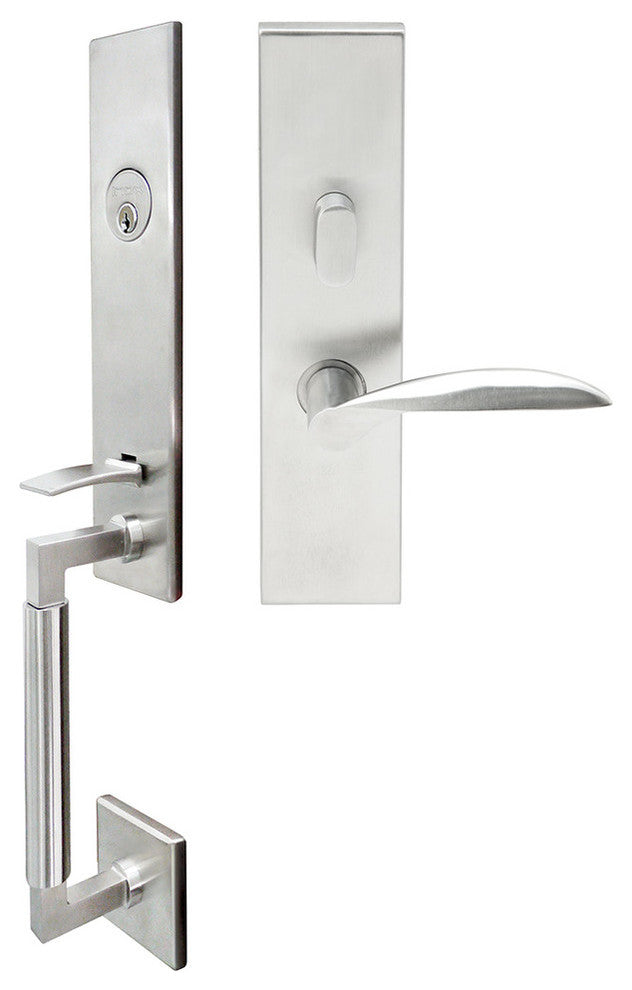 Stratus Lever, Mortise Entry Handle set, Left Hand, Satin Stainless Steel