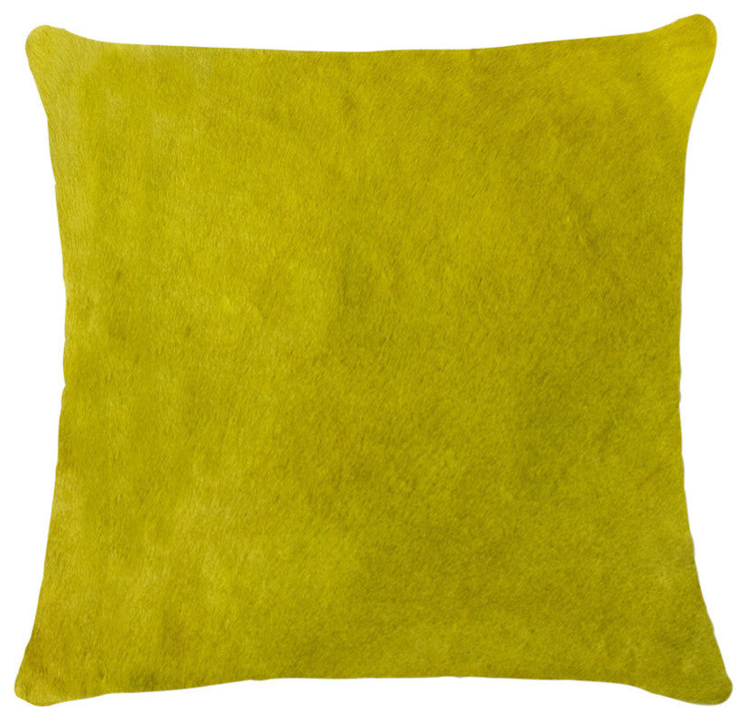 Natural Torino Cowhide Pillow 18"x18", Yellow