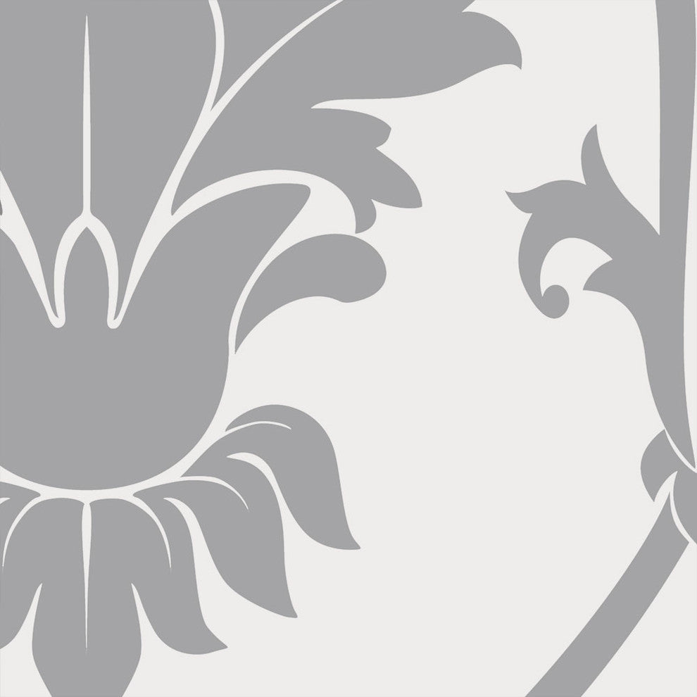 Damask Wallpaper, Peel and Stick, Gray, 24"w X 108"h
