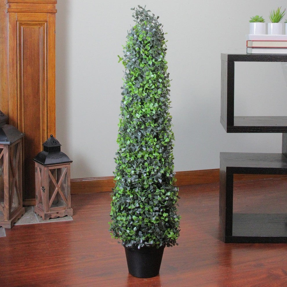 36" Potted Artificial 2-Tone Boxwood Topiary Tree