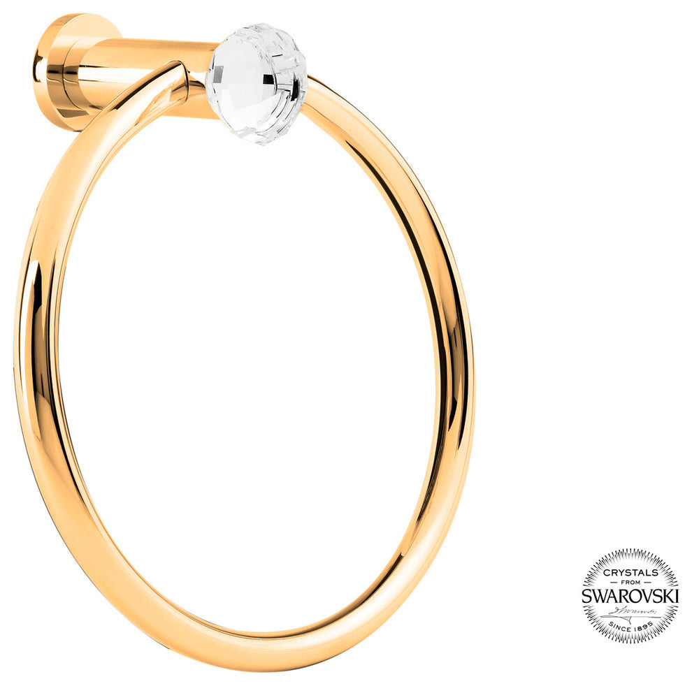 Rock Towel Ring Holder, Swarovski Crystal, Gold