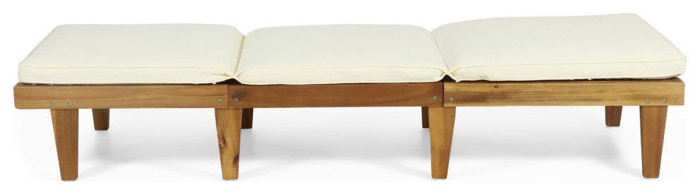 Paolo Outdoor Teak Wood Chaise Lounge With Cushion, Set of 2