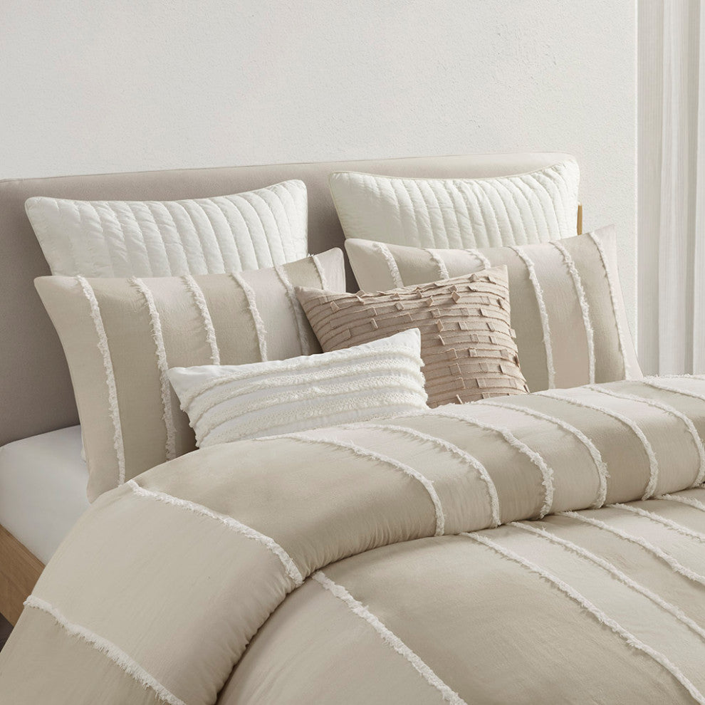 INK+IVY Shay 3 Piece Striped Cotton Duvet Cover Set