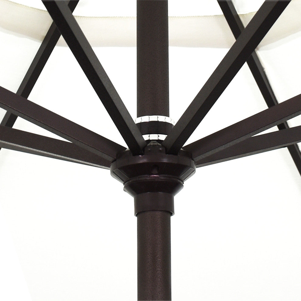 9' Bronze Collar Tilt Crank Lift Aluminum Umbrella, Sunbrella, Wheat