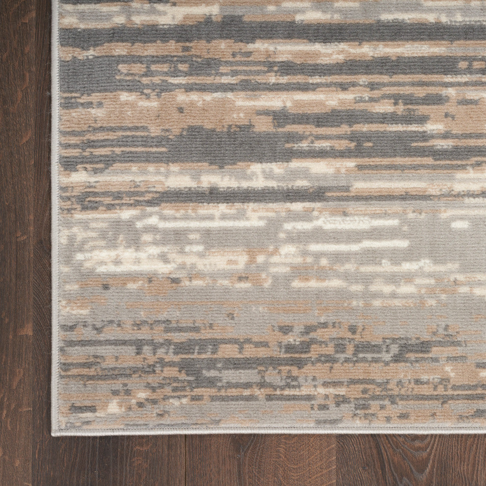 Nourison Jubilant 2'3" x 7'3" Grey Beige Modern Indoor Rug