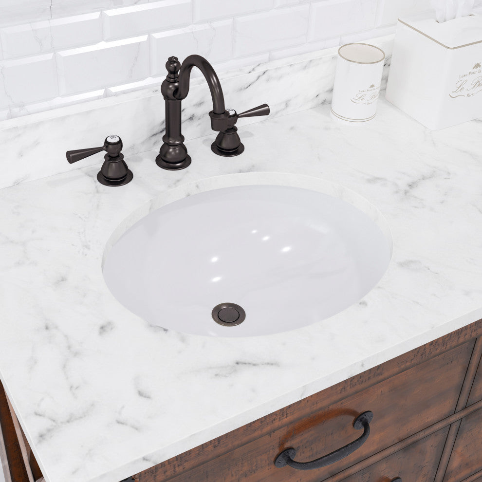 Aberdeen Carrara Marble Countertop Vanity with Mirrors and Hood Faucet