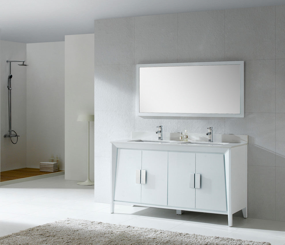 Fine Fixtures Imperial II 60" Double Sink Vanity, White, With Mirror