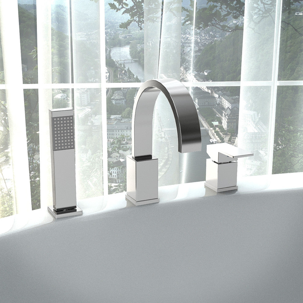 ANZZI Nite Series 1-Handle Deck-Mount Roman Tub Faucet with Handheld Sprayer