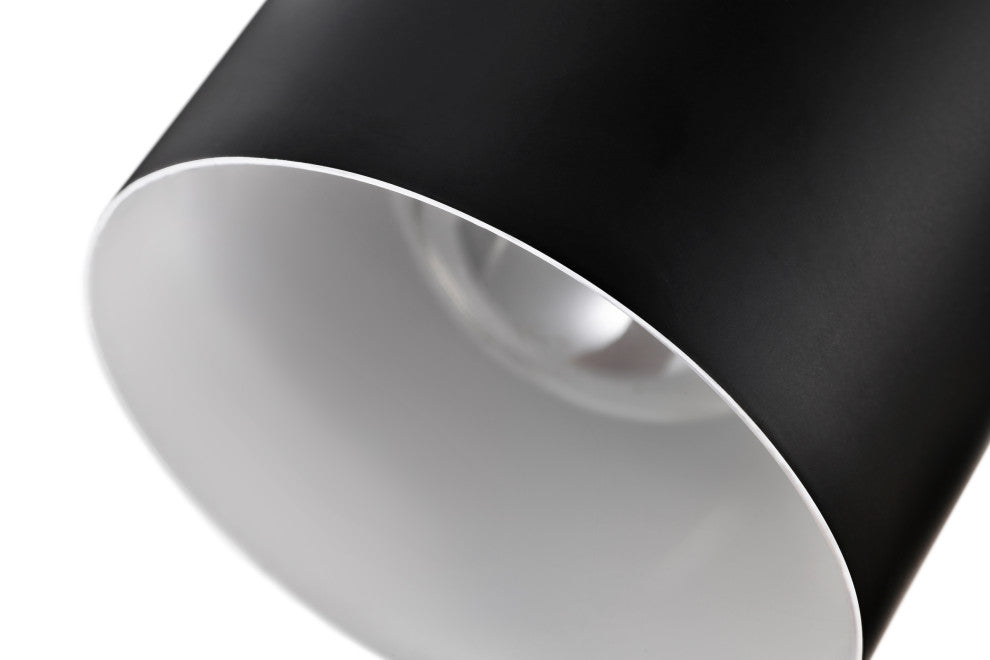 1-Light Matte Black Modern Mini Pendant Light With Cylindrical Metal Shade