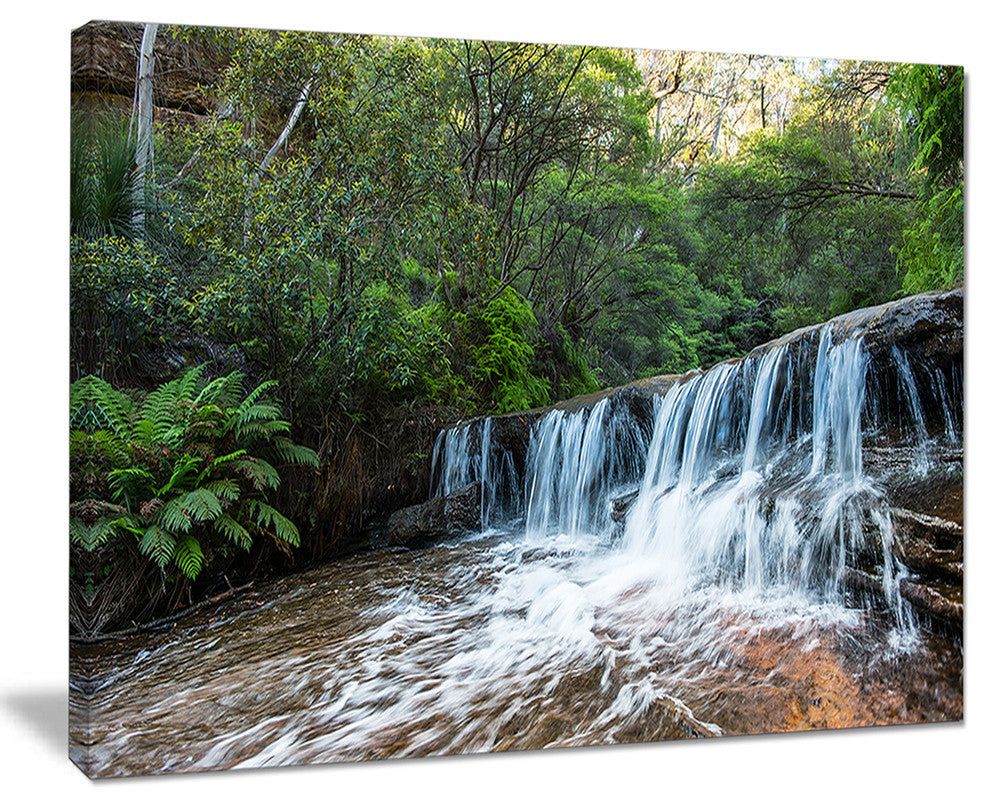 "Beautiful Waterfall in New Australia" Landscape Art Print Canvas, 20"x12"