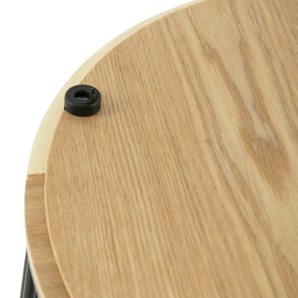 LeisureMod Runswick Modern Wood Top End Table With Metal Base, Natural Wood