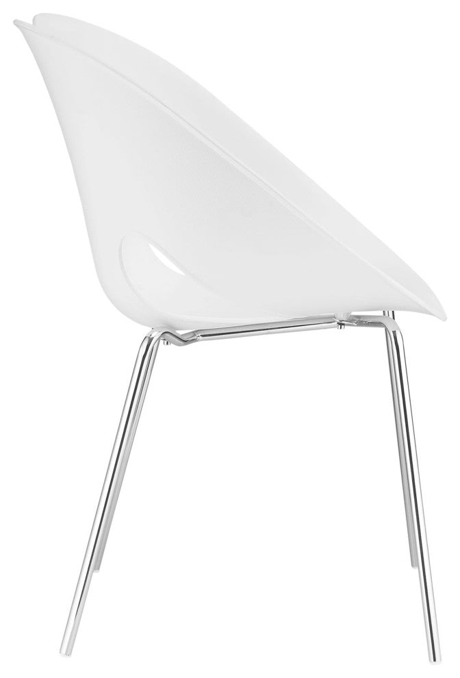 Modern Contemporary Dining Armchair, White Plastic