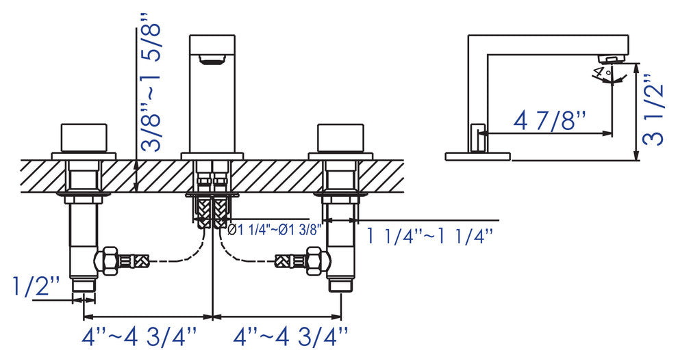 AB1322-BN Brushed Nickel Modern Widespread Bathroom Faucet