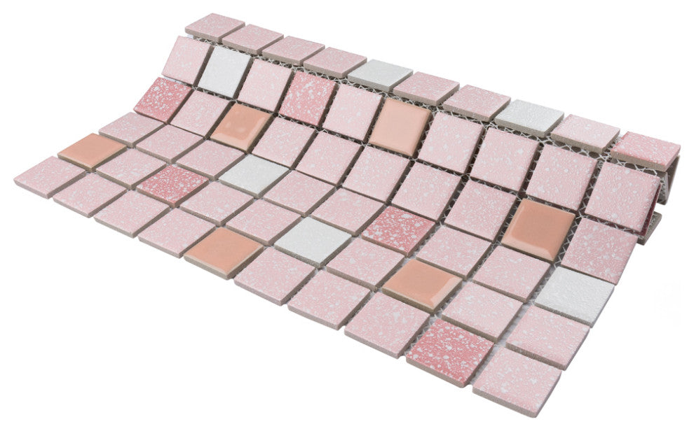 Crystalline Straight Edge Square Pink Porcelain Floor and Wall Tile