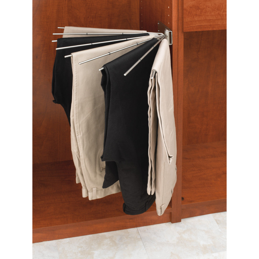Swing Out Fan Pants Rack for Custom Closet Systems, Satin Nickel