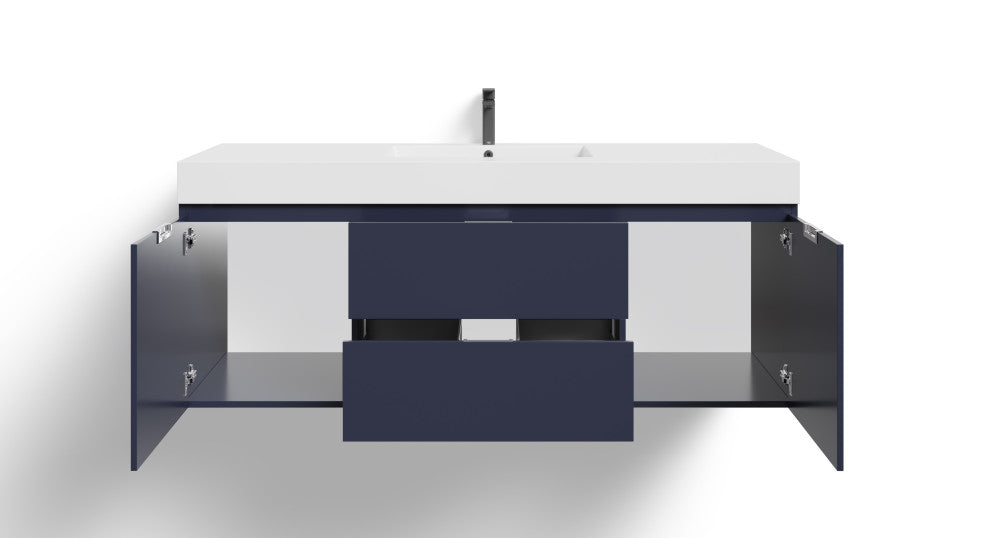 Boutique Bath Vanity, Blue, 60", Single Sink, Freestanding