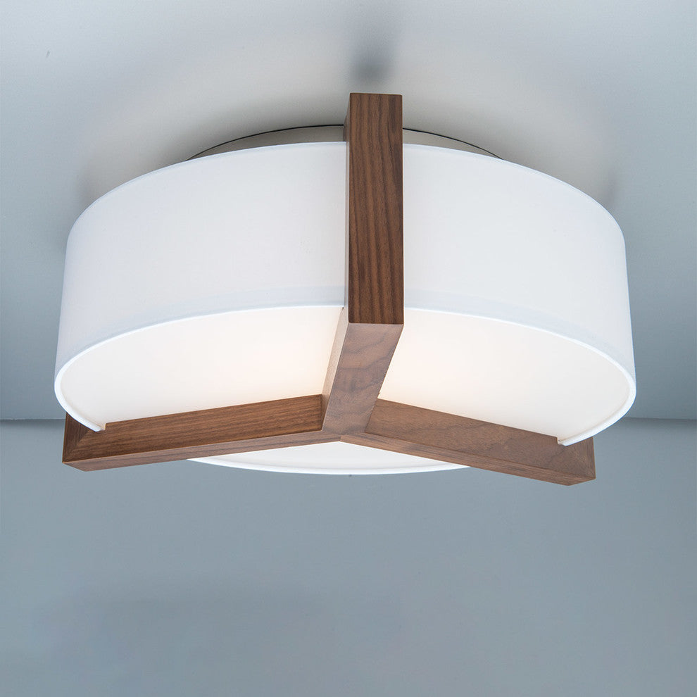 Segment 22" LED Flush Mount 3000K, Dark Walnut