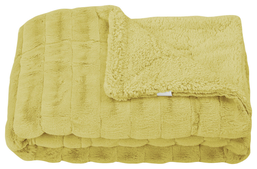 Super Mink Faux Fur Throw Blanket, Jojoba Yellow, 60"x80"