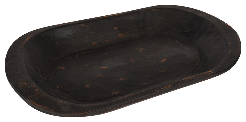 Painted Rustic Farmhouse Wooden Dough Bowl, Black