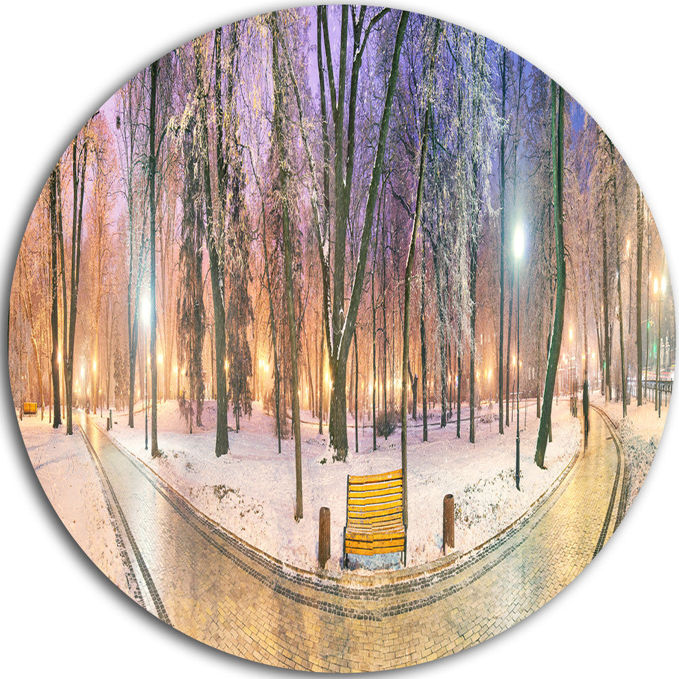 Mariinsky Garden Path Panorama, Landscape Round Metal Wall Art, 38"