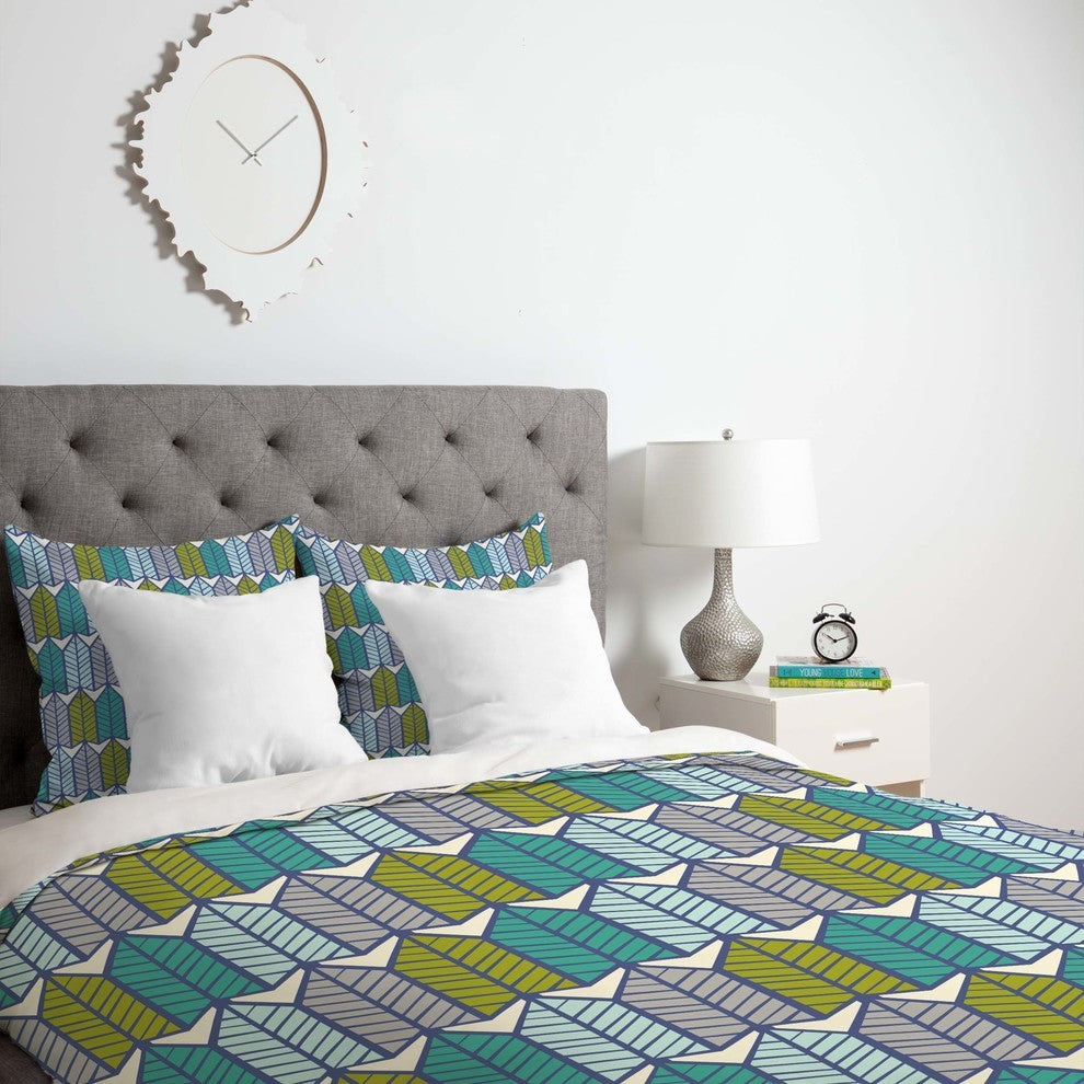 Deny Designs Heather Dutton Arboretum Leafy Greens Duvet Cover - Lightweight